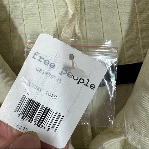 Free People Romper Button Up Women Ivory Tofu Cotton Jumpshorts Size XL - Picture 9 of 12
